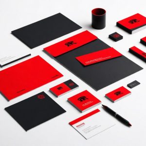 pikaso_texttoimage_Various-red-logo-branding-flyers-semi-fold-brochur